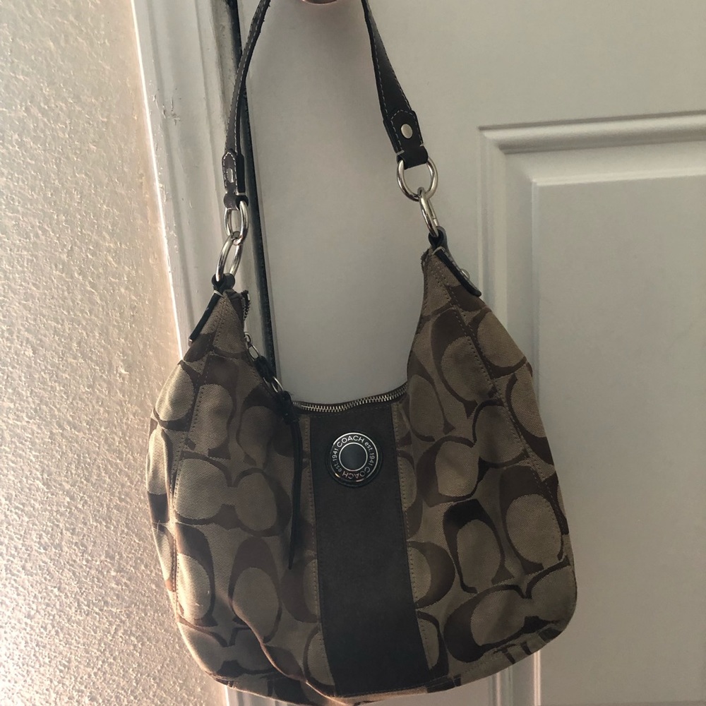 Coach Signature Stripe Hobo Bag